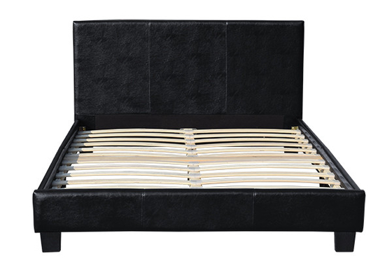 Giường đôi 8 inch Lisbon Khung da giả màu đen Ghế bọc màu trắng trung bình