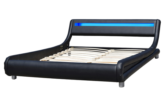 Hình dạng sóng Giường bọc nệm LED Kích thước đầy đủ Nền tảng giả da