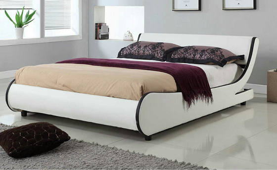 Khung giường bọc nệm LED Curve King Size Màu trắng PU 140x200CM
