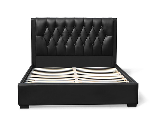 160 * 200 cm Đầu giường bọc vải PU Khung giường cỡ Queen Chân nhựa đen