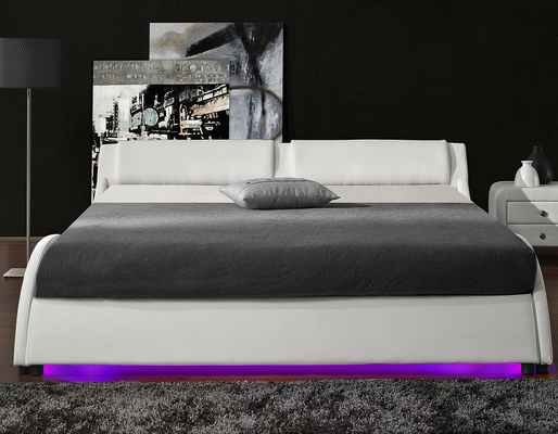 2 đèn LED Khung giường có kích thước gấp đôi Bệ bọc da PU