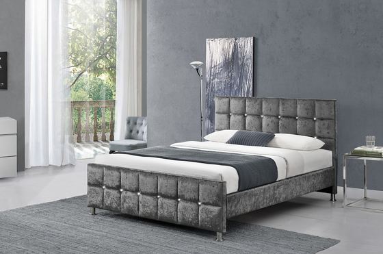Nền tảng Kích thước đôi Giường bằng nhung Ottoman nghiền nát Phong cách Châu Âu Tùy chỉnh