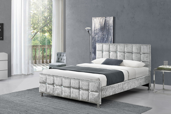 Nền tảng Kích thước đôi Giường bằng nhung Ottoman nghiền nát Phong cách Châu Âu Tùy chỉnh