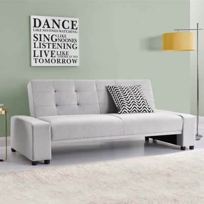 Vải lanh Vải nhung màu xám Giường sofa có thể gập lại Chứng nhận BSCI của Ý