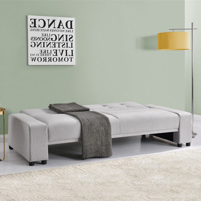 Vải lanh Vải nhung màu xám Giường sofa có thể gập lại Chứng nhận BSCI của Ý