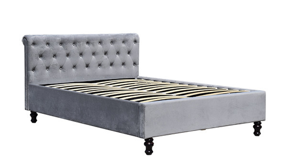 Lambeth Grey Velvet Sleigh Storage Khung giường Ottoman Giường đôi Kích thước giường King