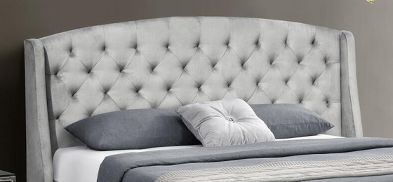Bọc đệm Cánh lưng bằng ván ép Khung giường màu xám đậm Cánh nhung đầu giường Queen King