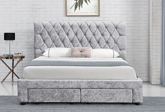 Khung giường nhung sang trọng Torver Charcoal Plush - Chọn kích thước và tùy chọn màu sắc