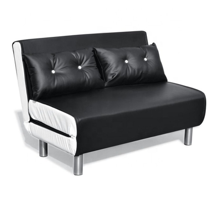 Ghế gấp da Pu Sofa giường Đen trắng với chân kim loại