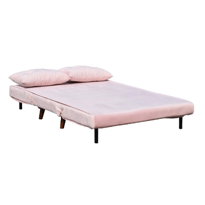 Màu hồng nhung hai chỗ ngồi Sofa Giường gấp Ghế vải Ván ép bọt