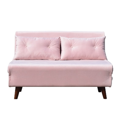 Màu hồng nhung hai chỗ ngồi Sofa Giường gấp Ghế vải Ván ép bọt