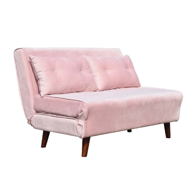 Màu hồng nhung hai chỗ ngồi Sofa Giường gấp Ghế vải Ván ép bọt