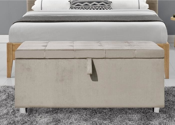 Chesterfiled Grey Ottoman Hộp lưu trữ Đồ chơi nhung nát Băng ghế dự bị Sang trọng Mềm mại
