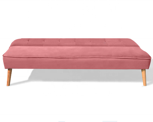 Giường sofa nhung có thể gập lại được nghiền nát Vỏ bọc vải hoa hồng bụi với chân gỗ