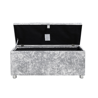 Crush Silver Velvet Ottoman Storage Box Toy Box cho Phòng khách Phòng ngủ