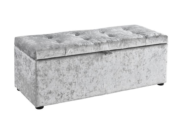 Crush Silver Velvet Ottoman Storage Box Toy Box cho Phòng khách Phòng ngủ